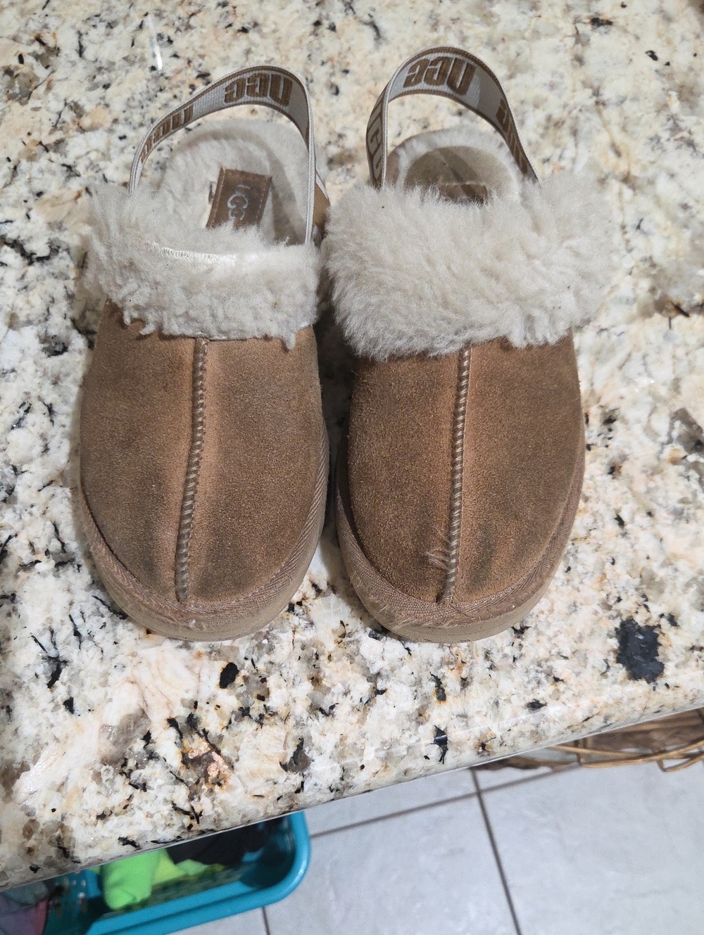 UGG Kids Chestnut Brown Suede Shearling Backstrap Clog